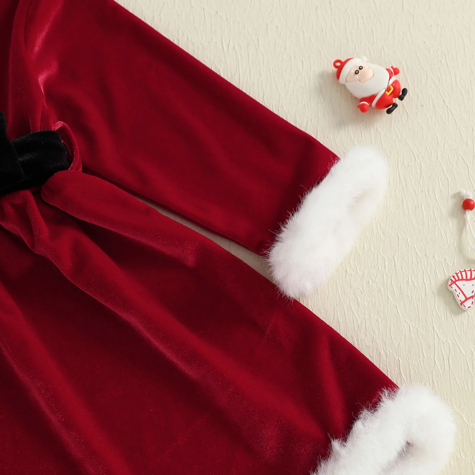 Tregren Vestido de Navidad para niña corte A con lazo y piel - imagen 2