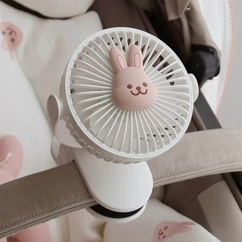 Ventilador portátil para cochecito con clip de oso y conejo - imagen 5