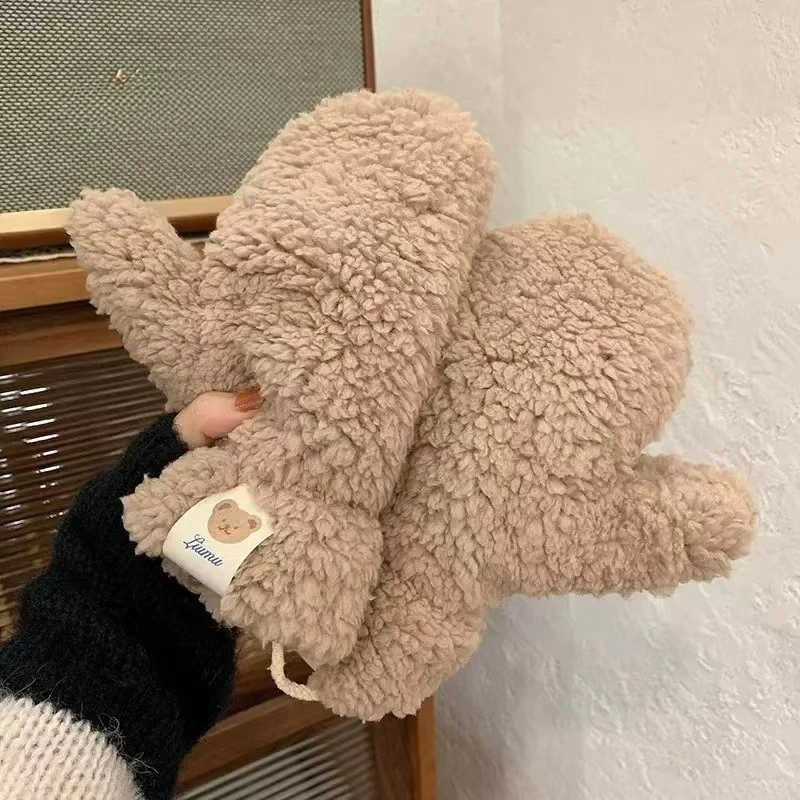 Guantes de invierno lana cordero oso correa cuello mujer ciclismo - imagen 5