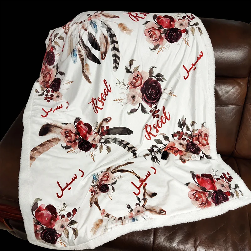 Manta Sherpa personalizada con nombre para bebé - imagen 4