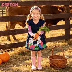 DXTON vestido de rayas algodón manga larga conejo estampado invierno