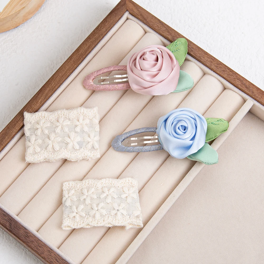 Horquillas vintage seda satinada encaje crema – Boutique para niña - imagen 3