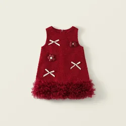 Vestido de cumpleaños rojo estilo occidental para niñas