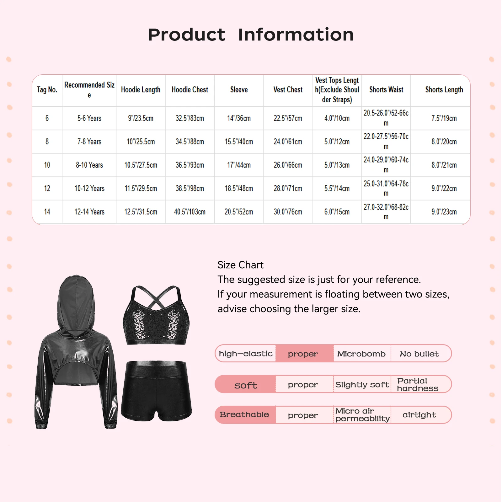 Traje hip-hop para niñas con lentejuelas metálicas - imagen 5