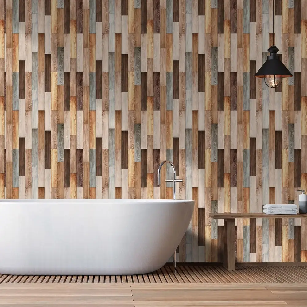 Papel pintado autoadhesivo para casa de muñecas con madera simulada