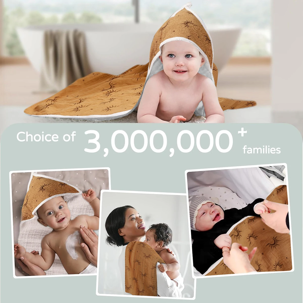 Elinfant Toalla bebé con capucha 100% algodón – Suave y acogedora - imagen 2