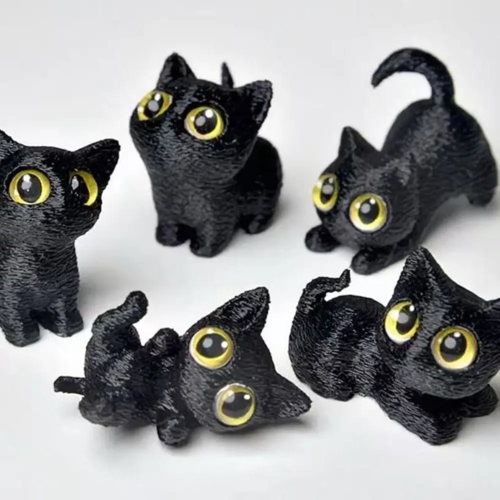 Figura de gato de Halloween artesanal 3D para coleccionar