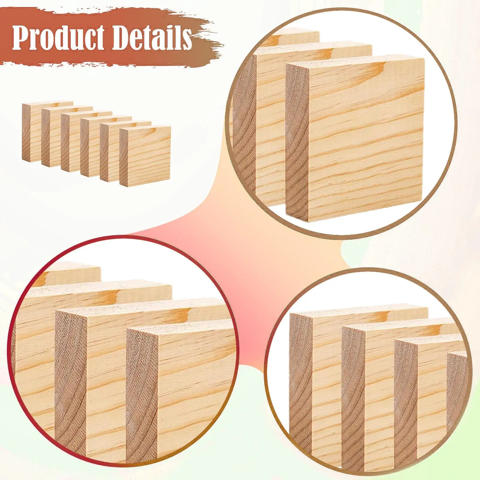 Bloques de madera para manualidades infantiles sin acabado, teñibles - imagen 3