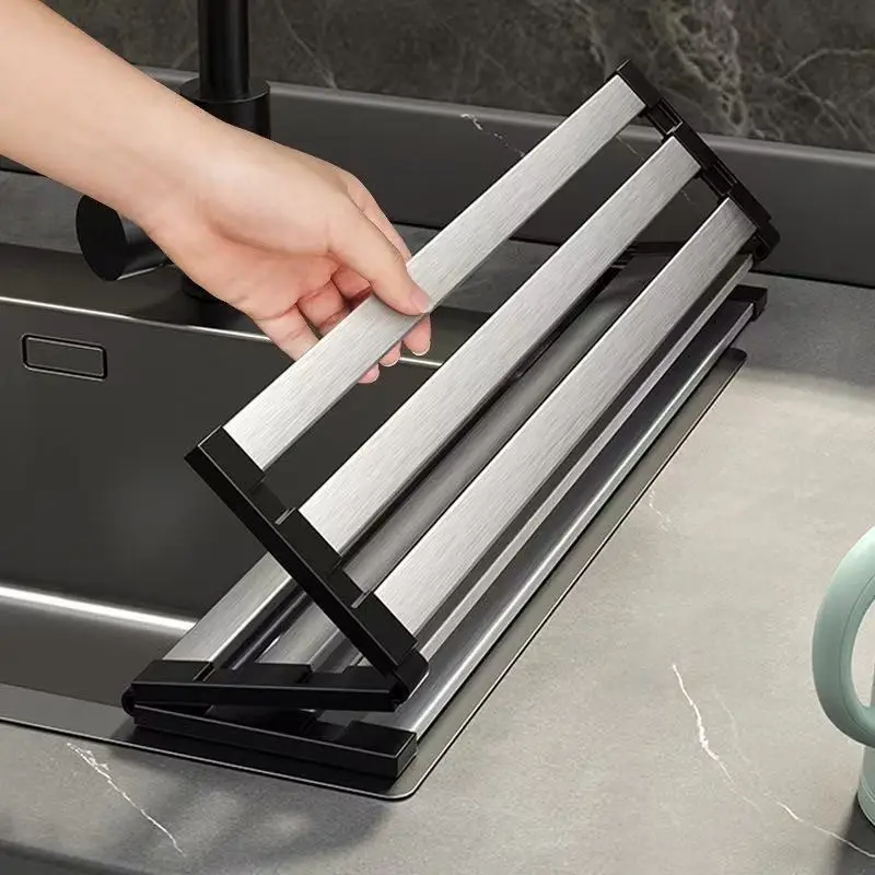 Escurridor plegable para platos de acero inoxidable – secado rápido