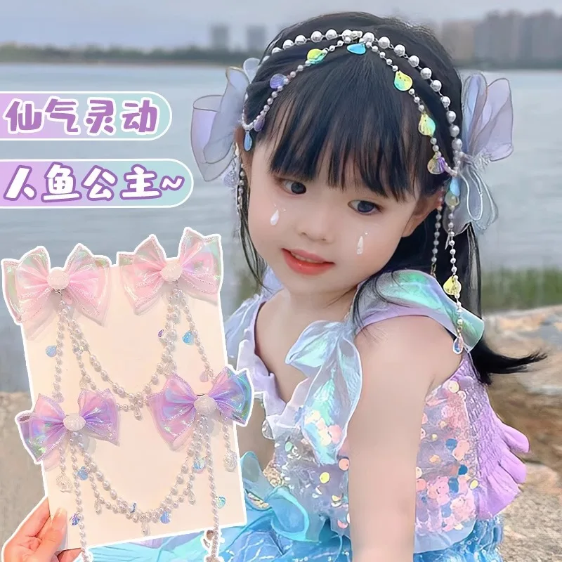 Horquilla de perlas con lazo para niña, estilo princesa - imagen 2