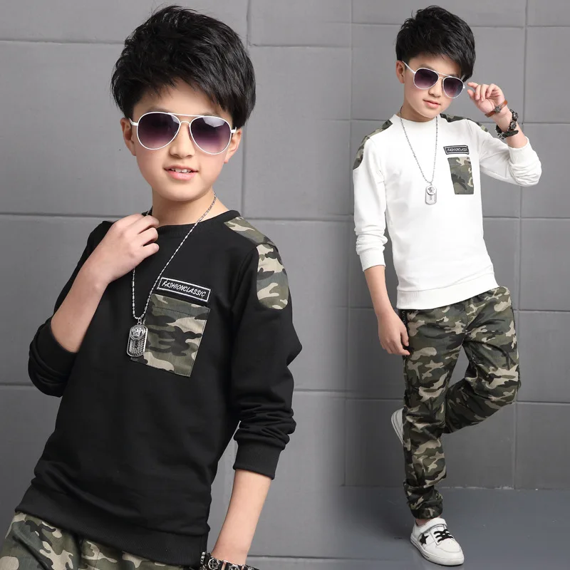 Chándal primavera para niños con sudadera y pantalón camuflaje