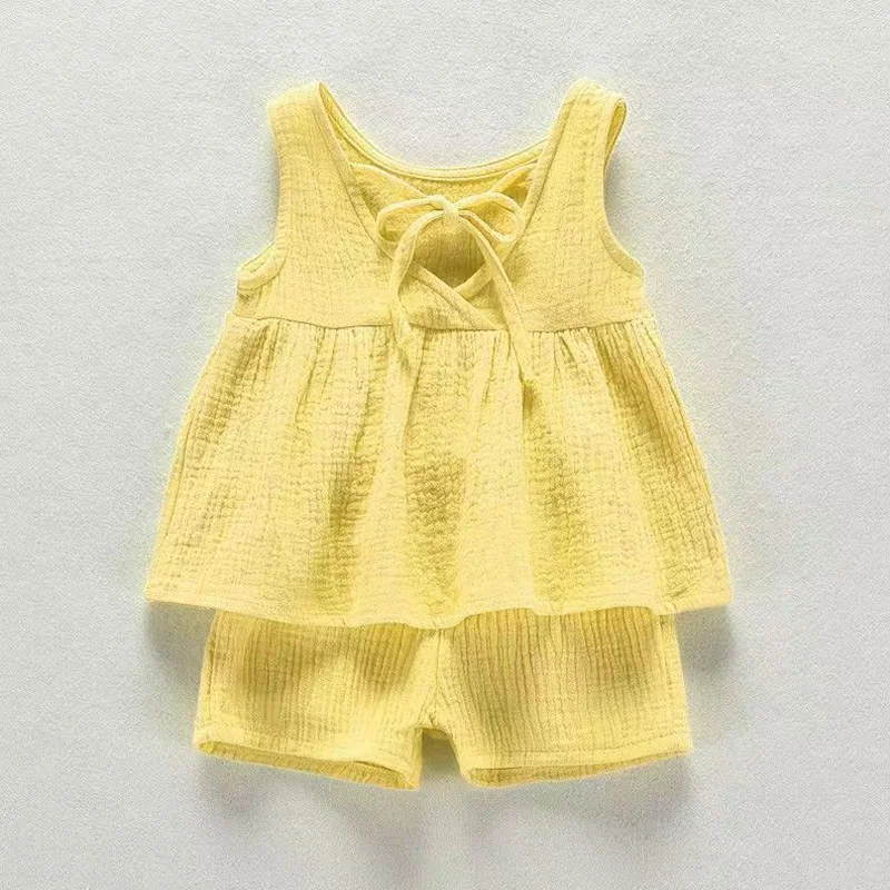 Conjunto interior de verano sin mangas para niñas algodón y lino - imagen 5