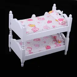 Cama litera de madera para casa de muñecas, dormitorio en miniatura