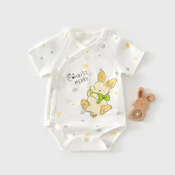 Mono de verano para bebé de algodón transpirable de manga corta
