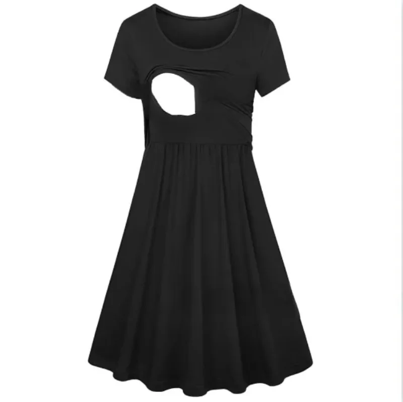 Vestido de lactancia de lunares con manga corta y rayas veraniegas - imagen 3