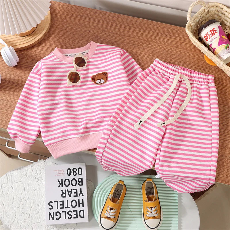 Conjunto de dos piezas osito a rayas para entretiempo infantil - imagen 4
