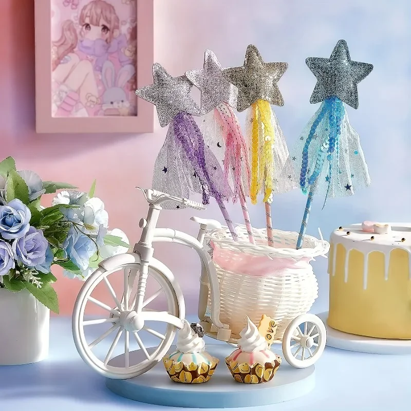 Varitas de princesa con brillantina y estrella