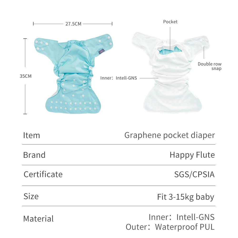 HappyFlute pañal reutilizable ajustable impermeable para bebé - imagen 4