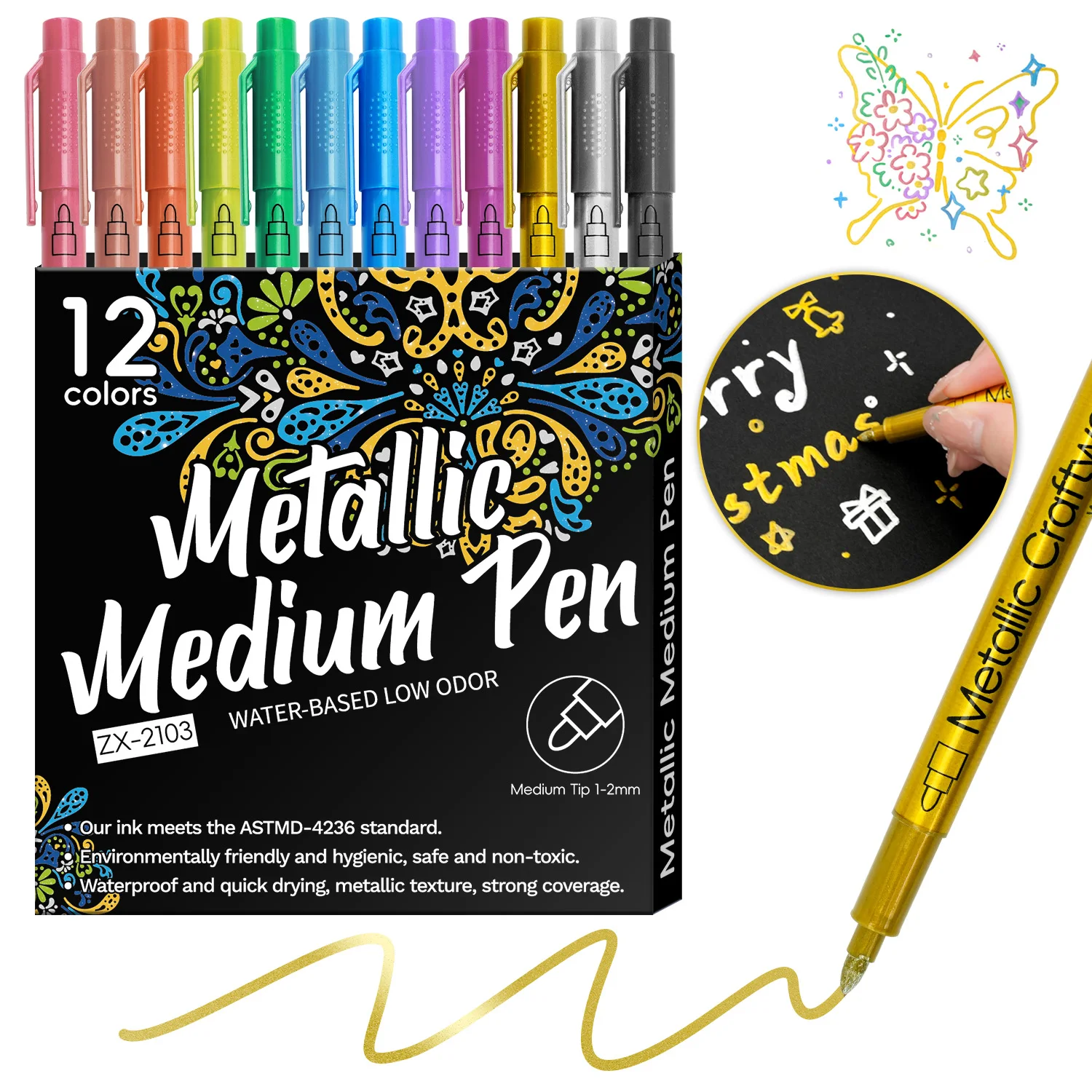Marcadores de pintura acrílica metálica en set de colores
