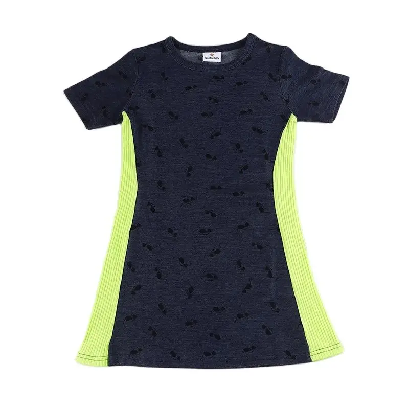 Aa-girl Vestido vaquero acanalado para niña – Algodón suave