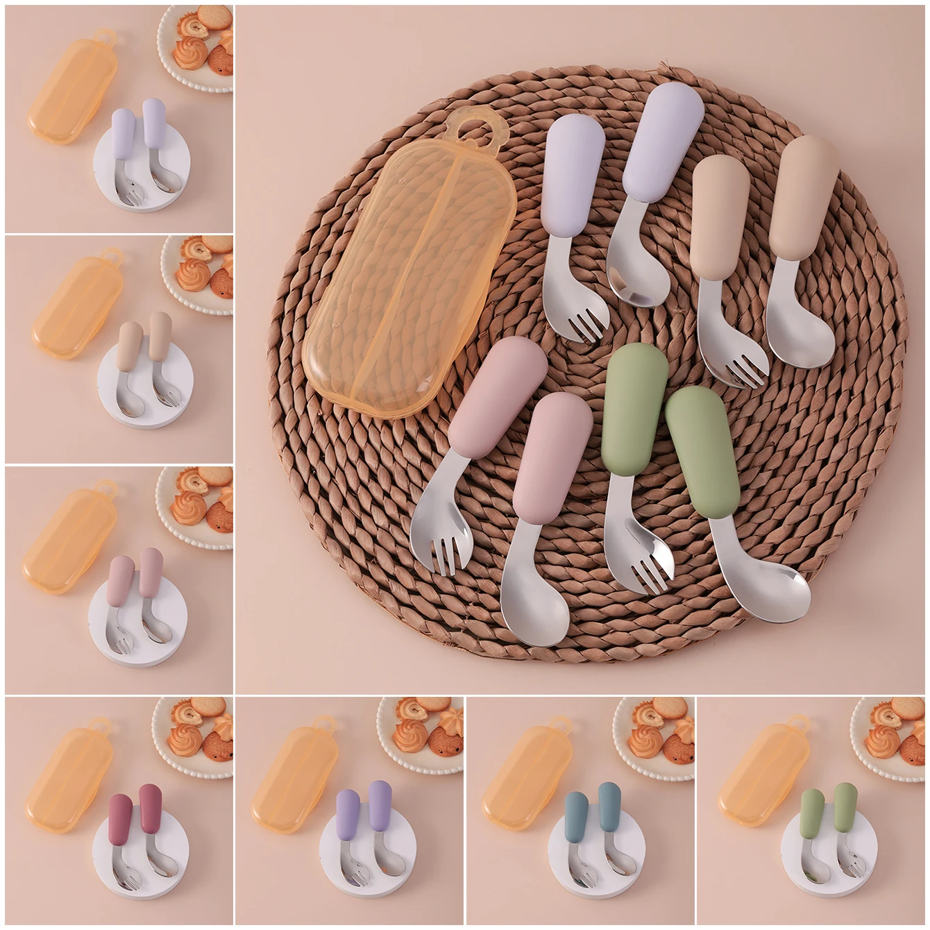 Conjunto alimentación bebé autonomía silicona acero inoxidable sin BPA - imagen 2