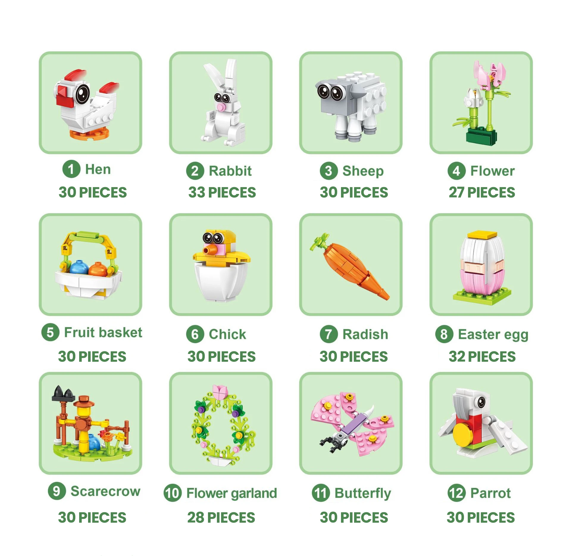 Set de construcción de huevo y conejo de Pascua