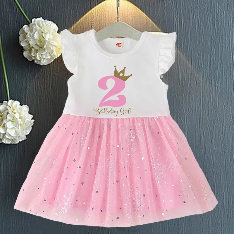 Vestido tutú rosa de cumpleaños para niña - imagen 2