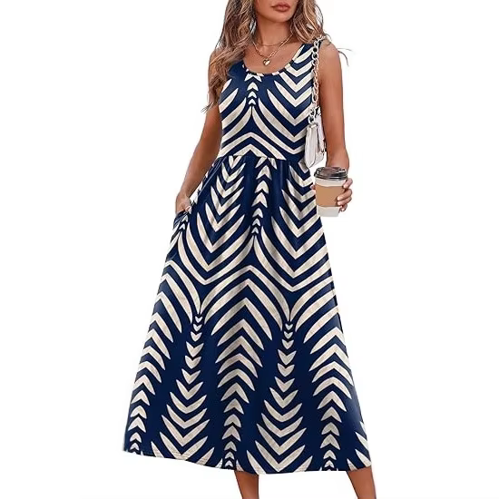 Vestido de verano sin mangas con bolsillos y corte en A - imagen 2