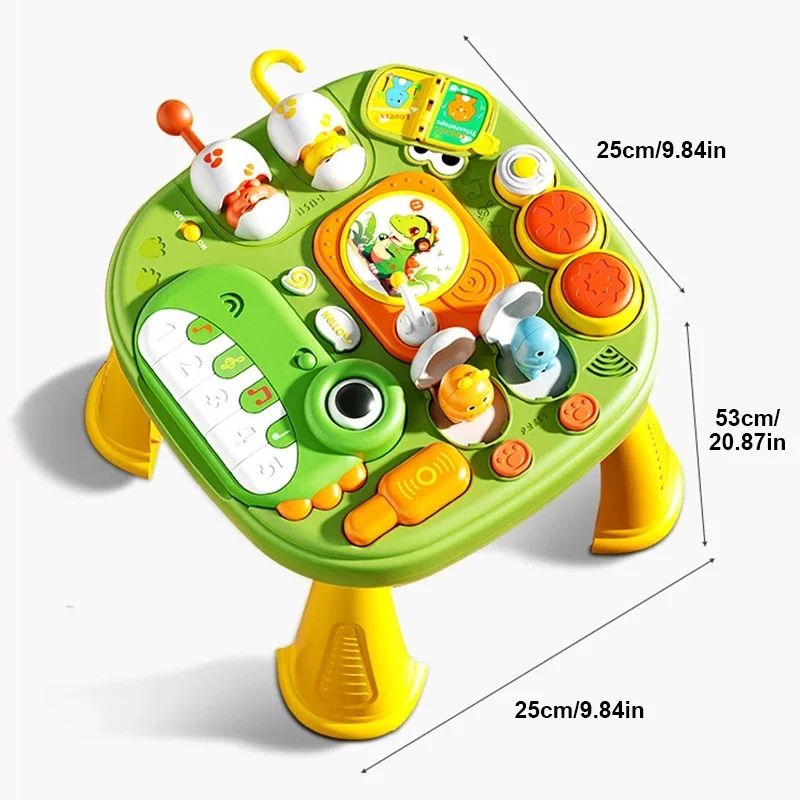 Mesa de actividades para bebé con sonidos y juegos sensoriales