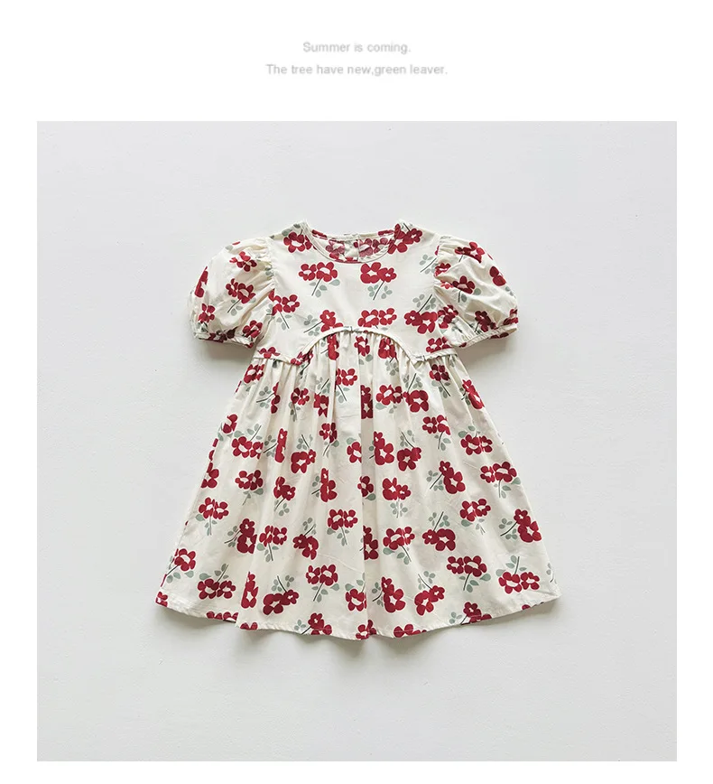 Vestido floral plisado de manga corta para niña - imagen 5