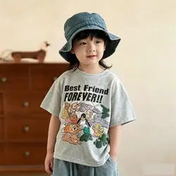 Camiseta estampada niño de cuello redondo informal para verano
