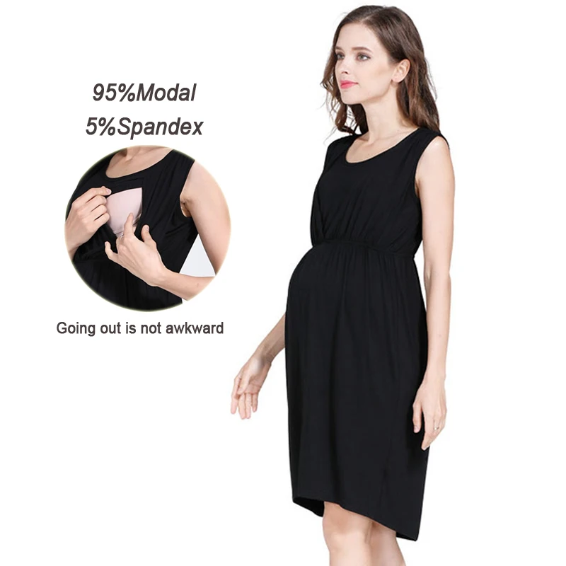 Vestido de lactancia veraniego sin mangas hasta la rodilla - imagen 2