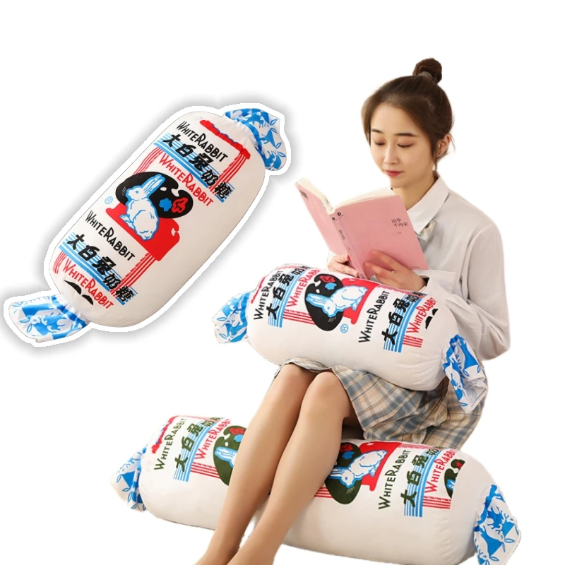 Almohada de felpa larga conejo blanco suave para niños decorativa