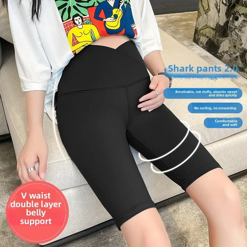 Pantalones cortos premamá con soporte abdominal