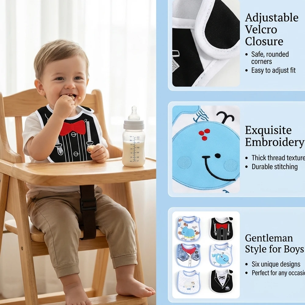 Baberos impermeables para bebé con dibujos, toalla y paños - imagen 5