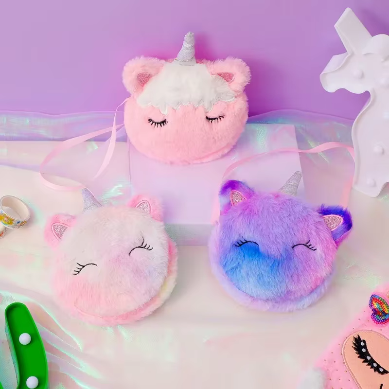 Bolso infantil de felpa con unicornio – Monedero para niños - imagen 4