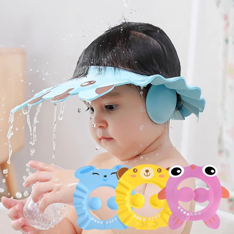 Gorro ajustable lavado pelo niños protección oídos suave para baño