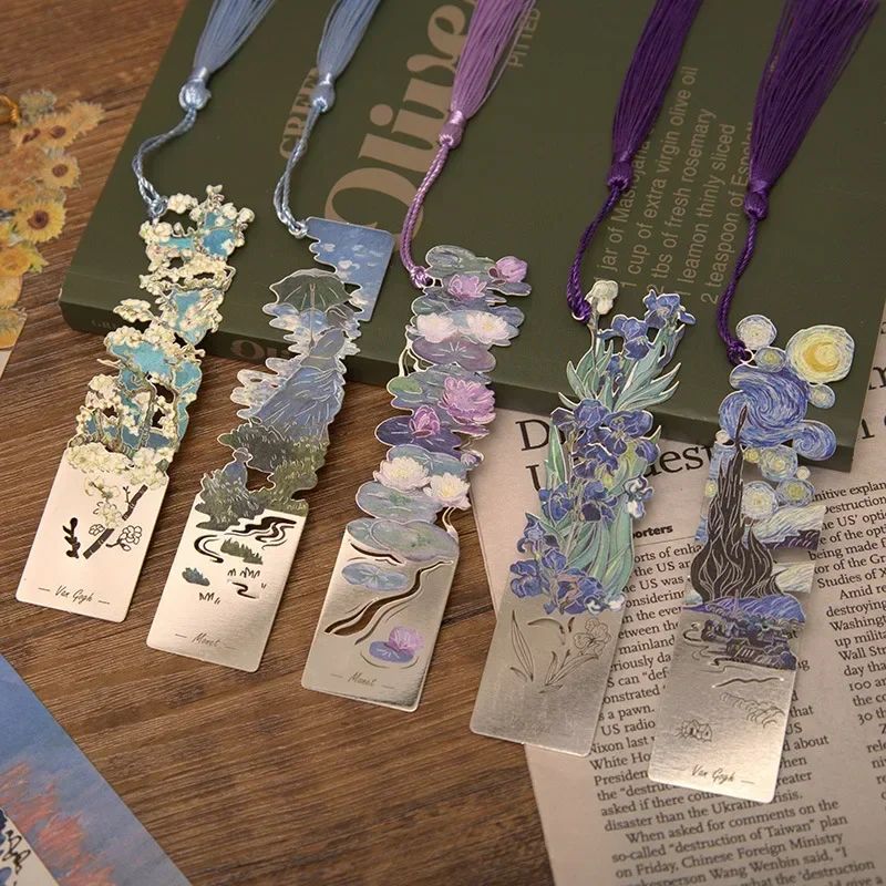 Marcapáginas metálico retro floral en clip para libro, regalo - imagen 5