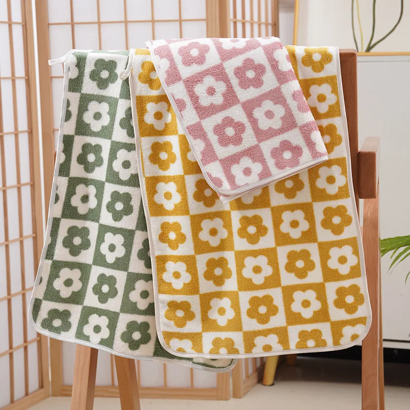 Toalla de microfibra Coral absorbente de baño terciopelo con flores