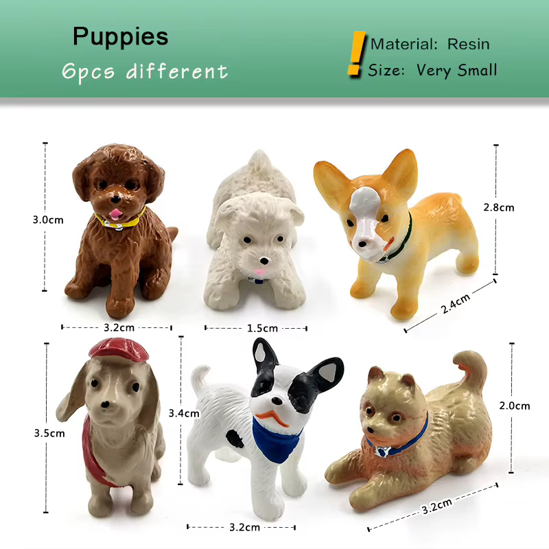 Figura de cachorro de peluche para casa de muñecas – soporte