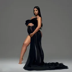 Vestido tul negro para sesión fotográfica maternidad con lazo