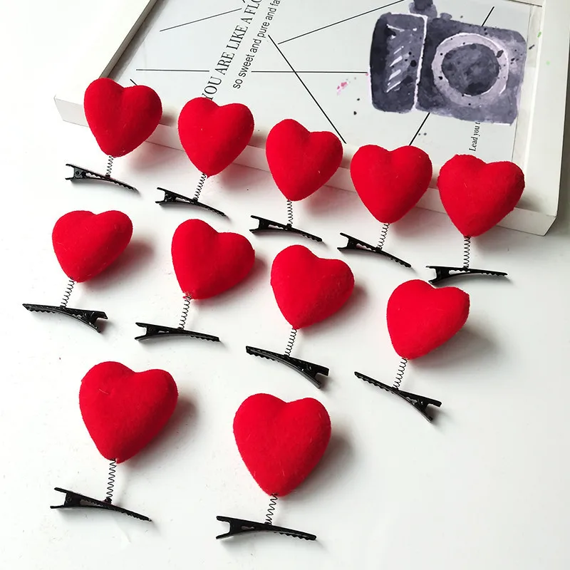 Pinza de pelo corazón rojo de felpa suave infantil - imagen 5