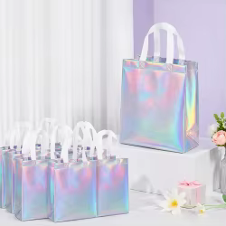 Bolsas de regalo láser iridiscentes con asa resistente ZYF