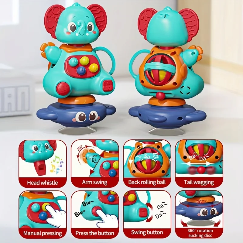 Elefante giratorio con ventosa para bebés – Juguete estimulación - imagen 4