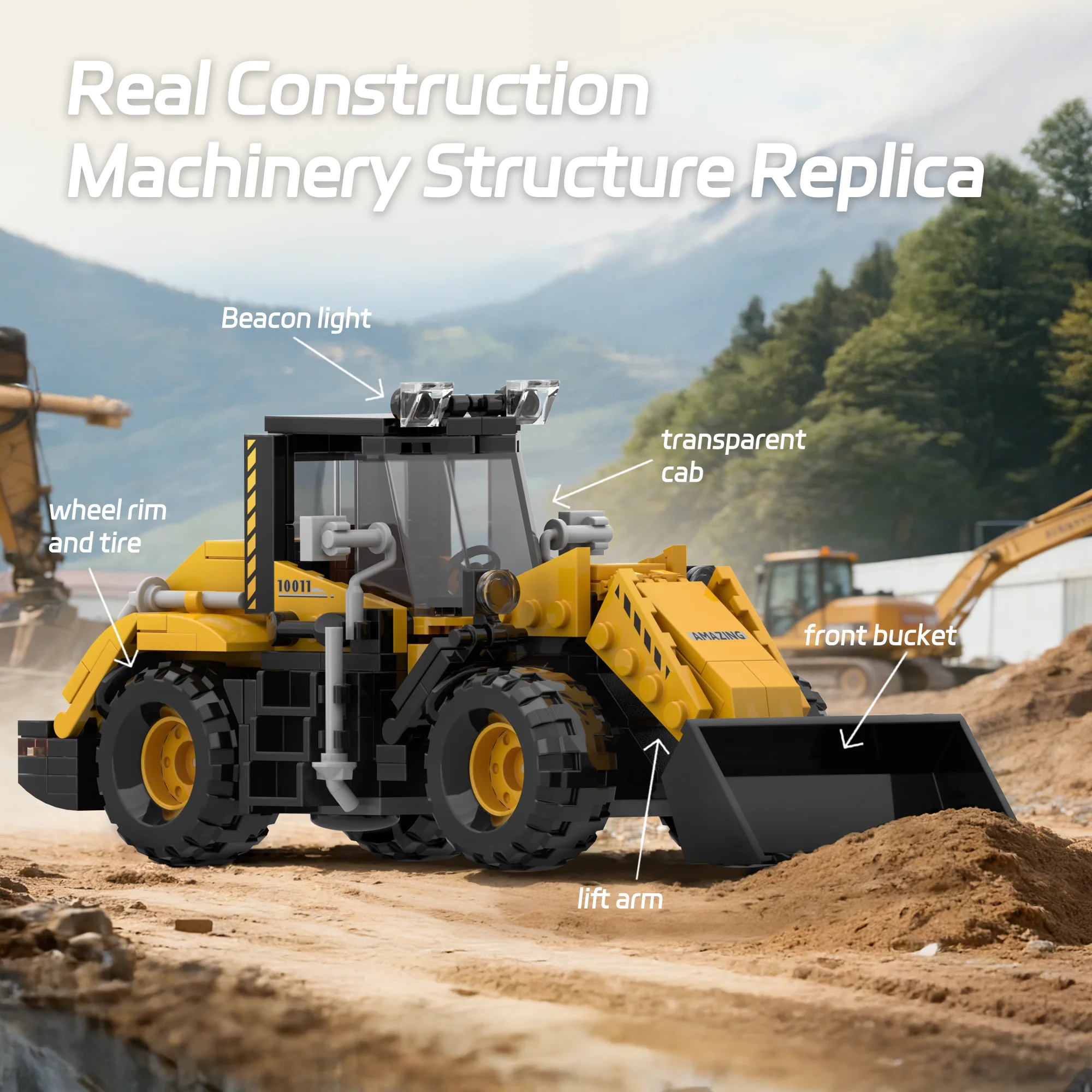 Bloques de construcción montacargas y cargadora a mano para escritorio - imagen 2