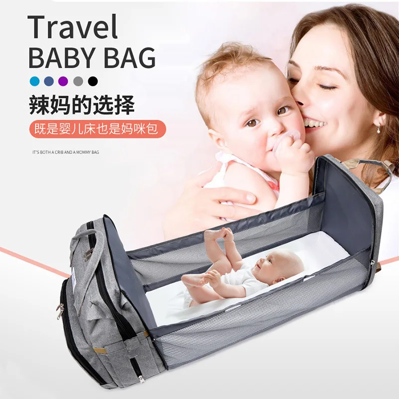 Bolsa de mamá para salir con cama plegable portátil y gran capacidad