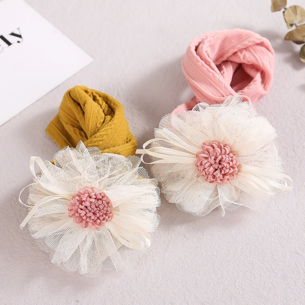 Turbante diadema floral para bebé niña – Elástico de nailon - imagen 4