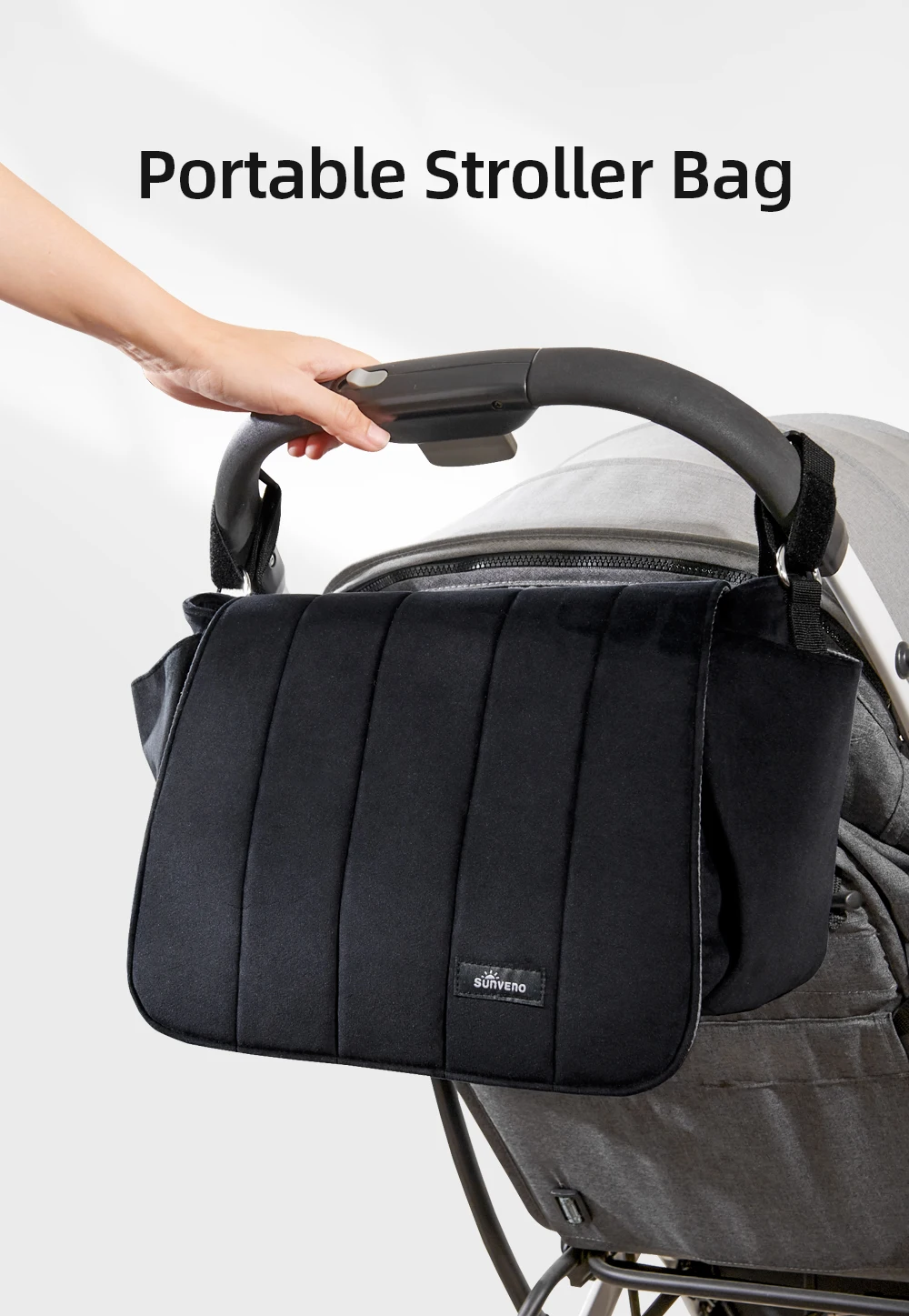 Bolsa de pana negra vista frontal con detalles de costuras