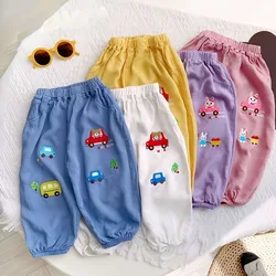 Pantalones antimosquitos harem holgados bordados para bebé verano