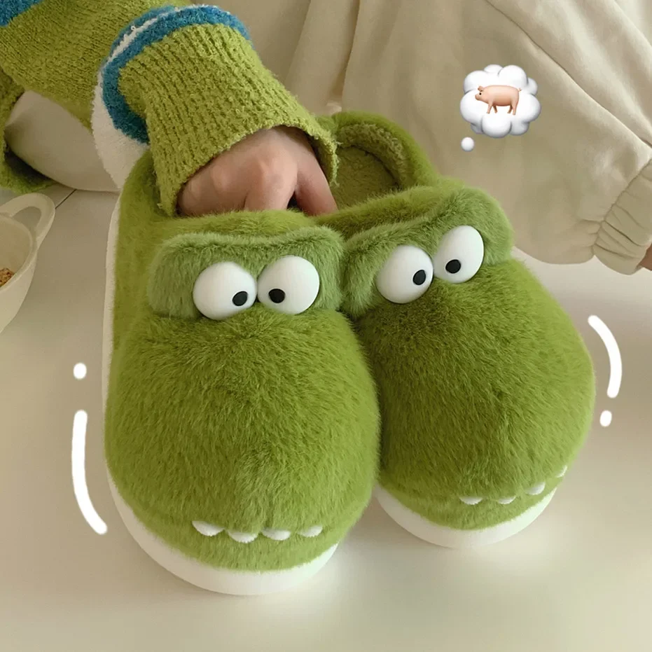 Zapatillas de casa de invierno de tacón plataforma estilo cocodrilo - imagen 2